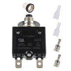 10A Manual Reset Push Button Circuit Breaker 125/250V AC 50V DC Thermal Overload Protector with Quick Connect Terminals and Waterproof Button Caps Assortment Kit(Pack of 1 pcs)