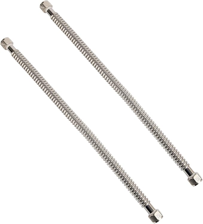 Solimeta 2 Pack Heavy Duty Durable Stainless Steel Corrugated Water Heater Connector Flexible for Water Heater Water Softener, 24“ Length