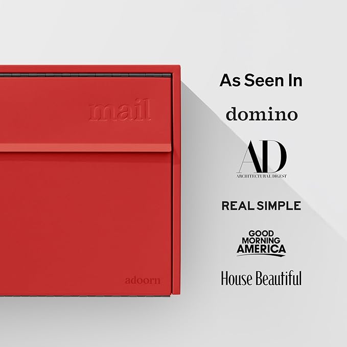 Wall Mount Mailbox - Small, Anti-Theft Locking Mailbox, Weatherproof Mailboxes for Outside The House, 13.5" H x 15" L x 5.5" D - Red