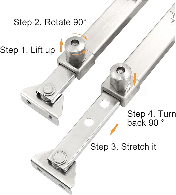 Window Hinges - Casement Window Stays & Locks, Angled Fixed Base, Sprayed Silver Style, 2 Pair, 6 Fixed Slots
