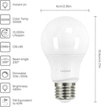 Linkind A19 LED Light Bulbs Dimmable, 40W Equivalent, E26 Base, 5000K Daylight, 5W 480 Lumens 120V, UL Listed FCC Certified, LED Lights for Bedroom Living Room Home Office, 6 Packs