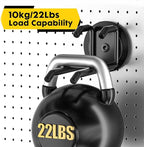 Strong Magnetic Hooks Heavy Duty - 2 Pack Rare Earth Magnets for Garage Utility Storage 20lb Hold | Hang Ladder, Power Tools, Toolbox, Shovel, Broom, Extension Cord(E-Blackpro 2)