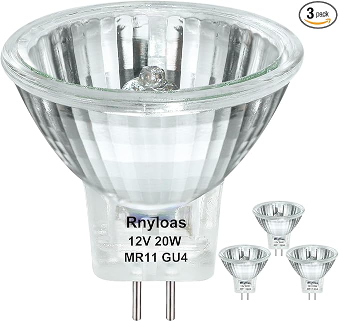 GU4 Halogen Bulb, 3PCS GU4 MR11 12V 20W Dimmable with Glass Cover, High Output 250LM GU 4 Base MR11, 2800k Warm White MR 11 Bulb Great for Indoor Outdoor Accent Lights, Track Lights, Landscape