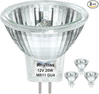 GU4 Halogen Bulb, 3PCS GU4 MR11 12V 20W Dimmable with Glass Cover, High Output 250LM GU 4 Base MR11, 2800k Warm White MR 11 Bulb Great for Indoor Outdoor Accent Lights, Track Lights, Landscape