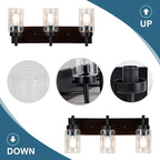 DLLT Wall Light Fixture, Vintage Bathroom Vanity Light with 3 Clear Glass Shade, Wall Sconces Lamp for Powder Room, Hallway, Kitchen, Mirror, Laundry Room (E26 Base)