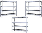 Heavy Duty Member Mark 4-Shelf Industrial Storage Rack, 77" W x 24" D x 72" H (Granite, 3 Pack)