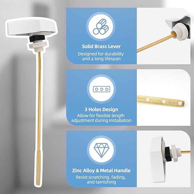 Hibbent 2 Pack Toilet Handle Replacement Compatible with TOTOTHU004-CP Trip Lvr for ST701, CST854, Side Mount Toilet Flush Handle, Tank Flush Lever, White