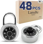 LanuBe Lock Standard Dial Combination Lock, 2 in. Wide, with Different Combinations, Black Turnplate, Pack of 48; Lock for School, Employee, Gym & Sports Locker, Case, Toolbox, and so on