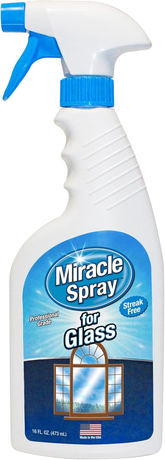 MiracleSpray for Glass -16 Fl Oz - Streak Free Cleaning Wipes for Mirrors, Windows, Kitchen, Home, and Auto