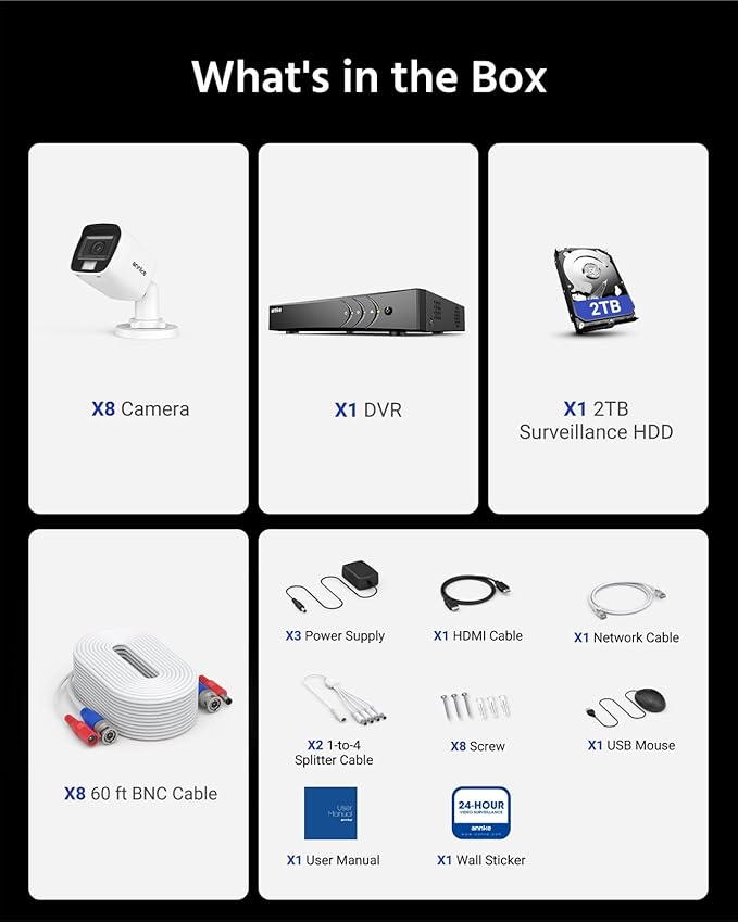 ANNKE 8CH 3K Security Camera System with Audio/Mic, 8 Channel Surveillance AI DVR and 8X 5MP 2960 * 1665 CCTV Cams with Dual Light, Human/Vehicle Detection, IP67, Color Night Vision, 2TB Hard Drive