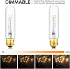 25 Watt T10 Clear Tubular Incandescent Light Bulb, Vintage Style Showcase Bulb,Showcase lamp, 2700K Soft White, E26 Medium Base, 280 Lumens,T10 Tubular Bulb (4PACK)