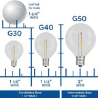 Novelty Lights 25 Pack G40 Blue Outdoor Globe Bulbs, Light Bulbs Glass Incandescent Bulbs with 3000 Hour Lifespan, Globe String Lights Replacement Bulbs