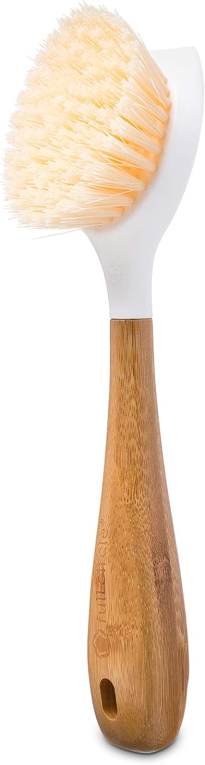 Full Circle Be Good-Kitchen Dish Brush With Bamboo Handle, White