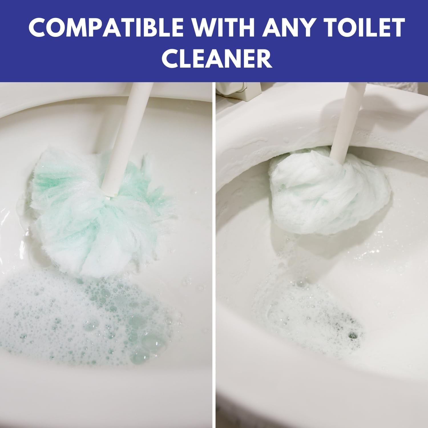 Don Aslett Johnny Mop | Set of 3 Toilet Brushes | 14" Handle to Easily Clean Toilet or Shower | Scratch Free Bowl Swab | Safe to Use with Your Favorite Toilet Bowl Cleaner