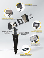 COLOER Brass Small Rectangular Flood Lights Outdoor 10-Pack Without Bulb, 12V Low Voltage Landscape Outside Lights for House Illuminating Signs, Walls and Plant Material