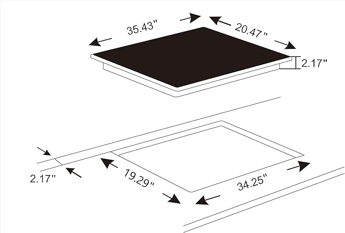 K&H 5 Burner 36 Inch Built-in Induction Electric Stove Top Ceramic Cooktop Touch Control 240V 9200W IN36-9205