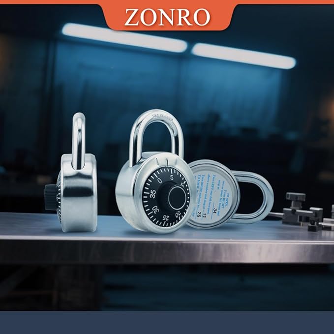 ZonRo Locks Combination Padlock, Fixed Dial Combination Padlock 12 Pack,3 Digit Code Standard Dial Combination, 2 in Wide. 3 in Height, Black Turntable, Lock for Gym & Locker, School, Toolbox