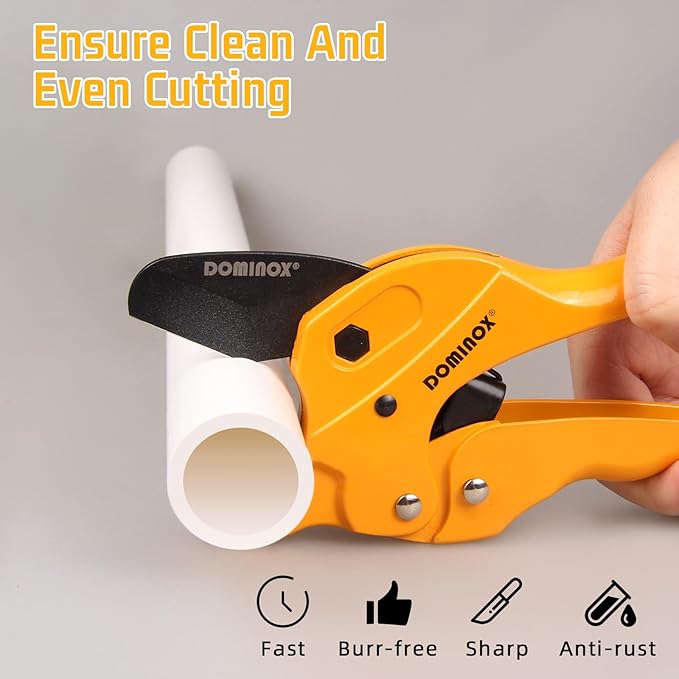 DOMINOX 1 1/4'' Ratchet Type Pipe Cutter, Suitable for professional plumbers and DIY Home worker, Suitable for cutting Pex, PVC and PPR plastic hoses and Plumbing Pipe.