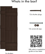 Board & Batten Vinyl Shutters (1 Pair) | 14.5"x81" (4-Board) - Coffee Bean | Exterior Window Shutters | Includes Mounting Hardware | Simple Installation | Made in USA