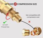 3/8 Inch NPT Male x 1/4 Inch NPT Male Solid Brass Reducing Hex Nipples, Brass Pipe Adapter Fittings Reducing Nipples Connector, 0.625" OD × 0.5" OD, (2 Piece)