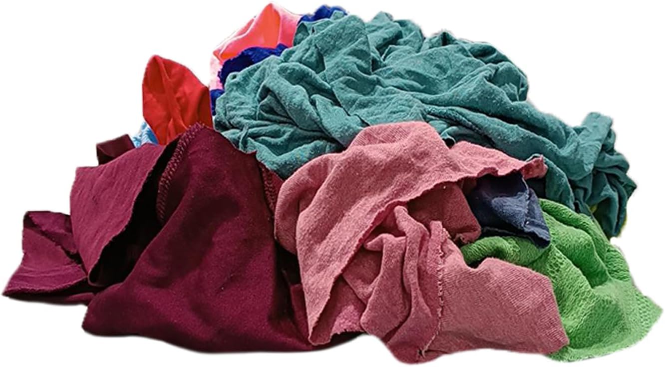 Recycled Color Knit Cleaning Cloths (900 lbs. Pallet 36x25 lbs. Bags) – Shop Rags Bulk for Workshops, Mechanics, Painters, and Home Use, Multipurpose Cotton T-Shirt Rags