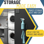 Koova All-Purpose Spray Bottle Holder with Rag Hook | Wall Mount Organizer for Garage, Home & Shop | Heavy-Duty Powder Coated Steel | USA Made | Hardware Included