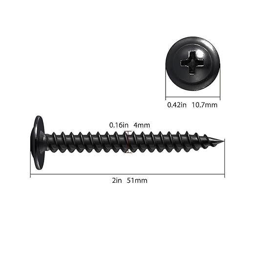 (100 pcs)#8×2" Black Truss Head Wood Screws Quick Metal Self Tapping Zinc Oxide