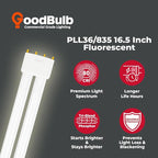 GoodBulb PLL36/835 36W 16.5" Twin Tube Compact Fluorescent Light Bulb 4-pin 2G11 Base 3500K Neutral White 2400 Lumen 36000 Hour Long Life Biax Pack of 10