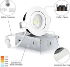 3 Inch Recessed Lighting 6 Pack, Ajustable Eyeball recessed Light with Junction Box,5 Color Selectable,Airtight,5W 550LM,Dimmable,White