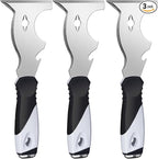 Mister Rui Paint Scraper, 3 Pack Multi Use Paint Tools Putty Knife 10 in 1, Paint Scraper Tools for Painting, Metal Scraper with Hammer End, Taping Knife, Spackle Tool