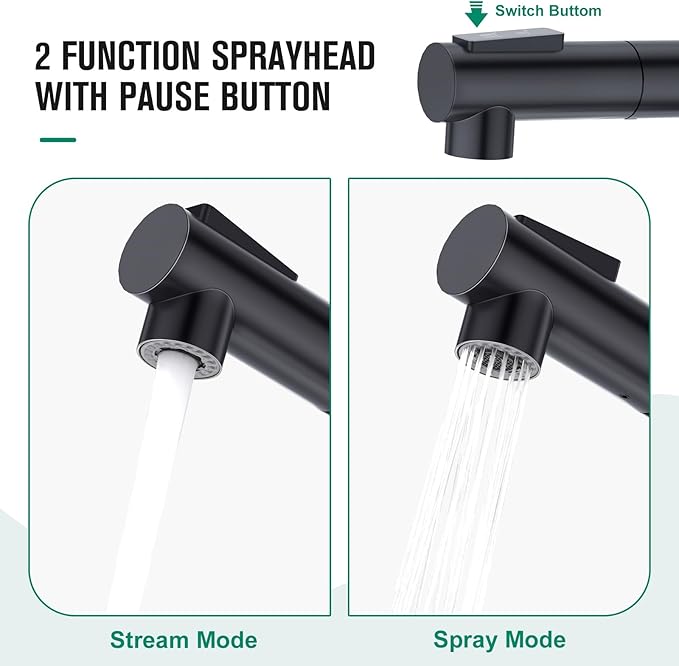 CREA Black Kitchen Faucet with Pull Down Sprayer - Bar Sink Faucets Single Hole/Handle - Modern Stainless Steel Small Kitchen Faucet for Mini Sink RV Outdoor Utility Laundry Faucet