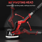 Drywall Sander, 2025 Upgraded 8-Amp Popcorn Ceiling Removal Tool with 7 Variable Speed 800-1800RPM, Drywall Sander with Vacuum Dust Collector with Extendable Handle, LED Light, 12pcs Sanding Discs,Red