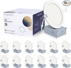 12 Pack 6 Inch Ultra-Thin LED Recessed Ceiling Light with Junction Box, Recessed Lighting 6 Inch 6000K Dimmable Clear White, 15W 220W Eqv, 1200LM High Brightness - ETL and Energy Star Certified