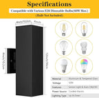 SHIMR Dusk to Dawn Outdoor Lighting 2 Pack, Modern Exterior Lighting Fixtures Wall Mount with E26 Base, Aluminum Anti-Rust Outdoor Sconce Lights Up and Down Outside Lights for House Porch Garage