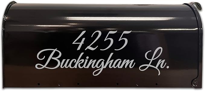 VWAQ Mailbox Address Decal Set of 2 - Insert Street Name & Address Personalized Decals CMB7 (Silver, 12"W X 4"H)