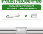 TAISHER 2PCS Stainless Steel Pipe Fittings, 3/8" NPT Male x 3/8" NPT Male Threaded, 4" Length Thickened Nipple Cast Pipe