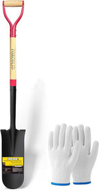 Drain Spade Shovel, Garden Drain Spade, Trenching Shovel, Woode D-Handle, Steel Y-Grip, 45 Inch Spade for Digging Transplanting & Edging (Red)