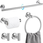 TQKAG Bathroom Towel Bar Holder Sets Brushed Nickel 23.6 Inch Round Stainless Steel Towel Bar Set 5 Piece Bathroom Accessory Set Wall Mounted