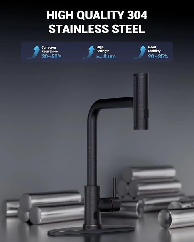 APPASO Touchless Kitchen Faucet with Pull Down Sprayer Oil Rubbed Bronze, Waterfall Touchless Motion Sensor Hands-Free, Single Handle SUS304 Stainless Steel Smart Faucet for Sink