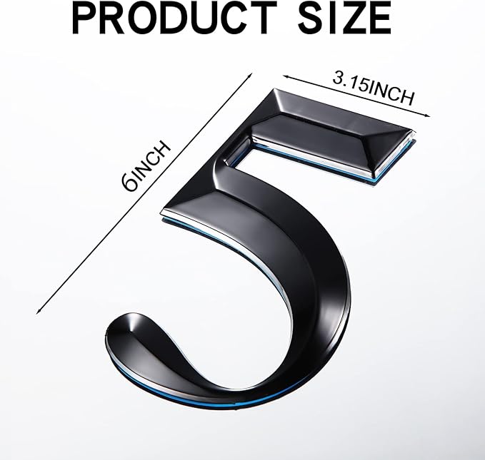 Jetec 10 Pcs House Numbers 3D Door Mailbox Numbers 0-9 Self Adhesive House Door Street Address Stickers for, Apartment, Office, Hotel Room, Mailbox Signs(6 x 4.5 Inches,Black)