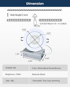 4inch Gimbal LED Recessed Light Recessed LED 4 inch White Swivel Gimbal Canless Light 360° Rotation 90° Tilt 4" 9W Eyeball Lighting Dimmable Adjustable Can Spotlights 5CCT White 4 inch 6 Pack