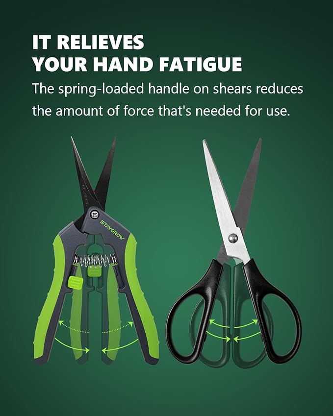 2pcs 6.5" Pruning Shears for Gardening, Ultra Sharp Garden Scissors for Precise Cuts, Stainless Steel Bonsai Clippers with Spring Loaded, 6.5 Inch Garden Shears (1pc Straight & 1pc Curved)