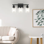 3-Light Bathroom Light Fixtures, Black Bathroom Vanity Light with Clear Glass Shade, Modern Bathroom Wall Lights Over Mirror, Farmhouse Wall Sconces Lighting for Bedroom LivingRoom