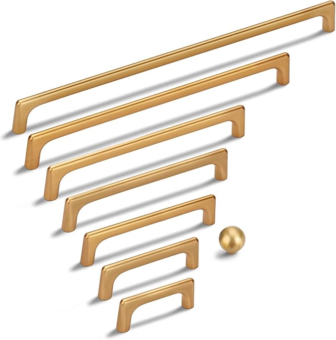 10 Pack 3 Inch(76mm) Hole Center Modern Brushed Champagne Bronze Cabinet Pull Handle Timeless Vanity Drawer Pull Handle Classic Cabinet Hardware for Kitchen Bathroom, Champagne(3x10)