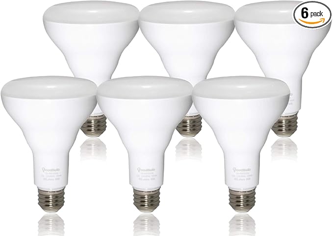GoodBulb 12-Watt LED BR30 Light Bulbs (60 Watt Equivalent) E26 Base | Daylight White Color 5000K | EcoSmart | 800 Lumens | Pack of 6 Bulbs