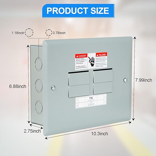 THQL Circuit Breaker Panels, 4-Space, 125A Circuit Breaker Distribution Box, 120V/240V Circuit Breaker Electrical Enclosure,Indoor Main Lug Load Center