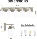 IZORRO Bathroom Vanity Light Fixture, 5-Light 36 Inch Brushed Nickel Bathroom Light Fixtures Over Mirror, with White Glass Shade, Modern Farmhouse Vanity Lights, Rustic Restroom Lighting Fixtures