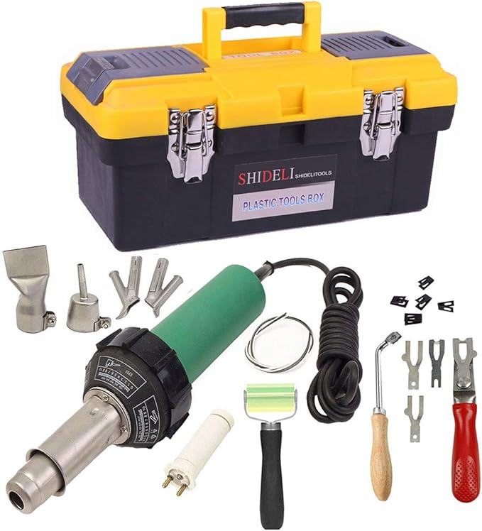 Beyondlife 1600W Plastic Welder Welding Tool Heat Heating Gun Torch Hot Air Pistol PVC Welder Machine Kit Set, with Butterfly Flooring Welding Kit and Convenient Carry Case
