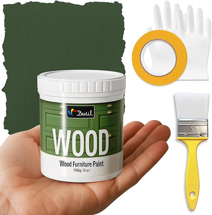 DWIL Matte Finish Furniture Paint - 5 Oz Wood Paint for Cabinets, Doors, Tables, and Dressers Refinishing - Water-Based, Non-Toxic & Odorless, Easy to Apply(Olive Green)-Trial Pack