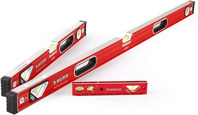 Goldblatt 3-Piece Torpedo Level Set - 9", 24", 48" Spirit Level Included, Aluminum Alloy Construction